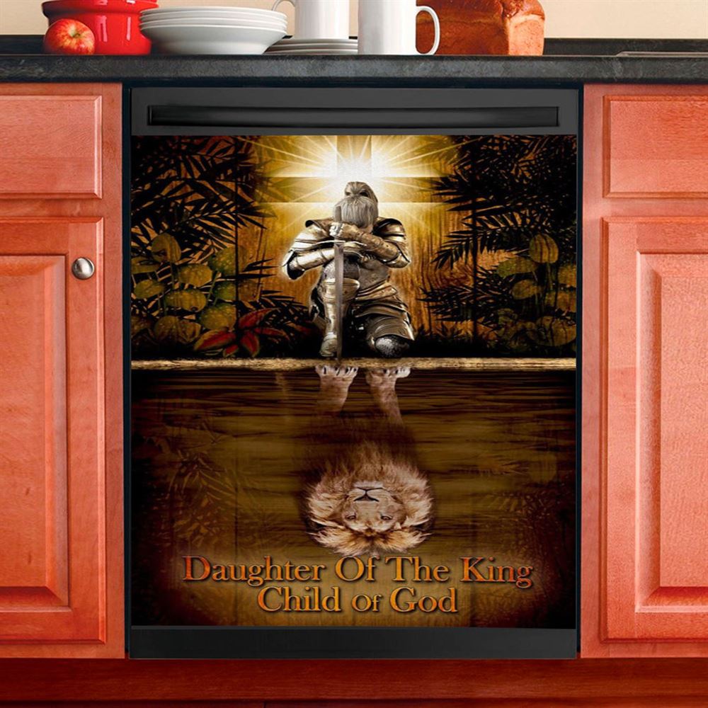 Female Warrior Daughter Of A King Child Of God Dishwasher Cover, Christian Dishwasher Magnet Cover, Religious Kitchen Decor