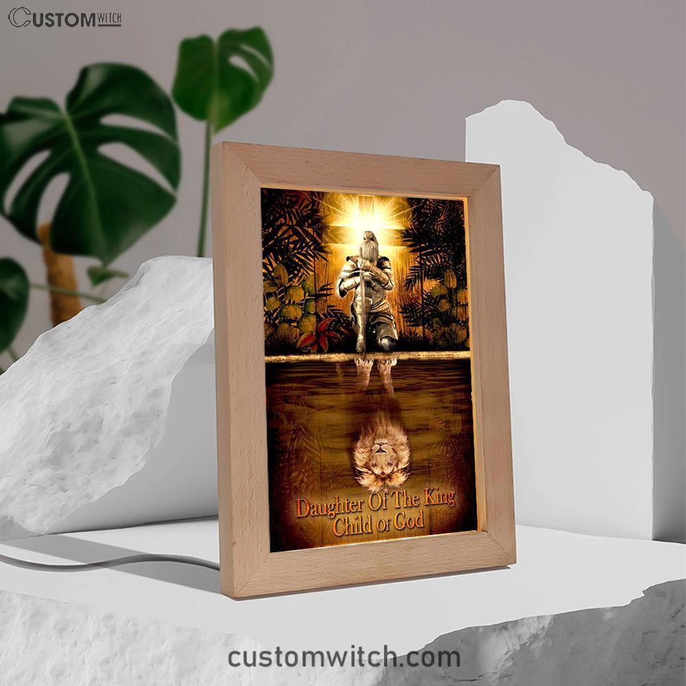 Female Warrior Daughter Of A King Child Of God Frame Lamp Art - Christian Night Light - Religious Decor