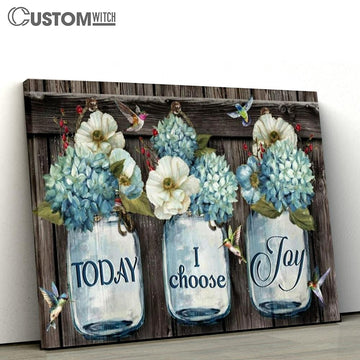 Flower Artwork, White Camellia, Colorful Hummingbird, Today I Choose Joy Canvas Poster