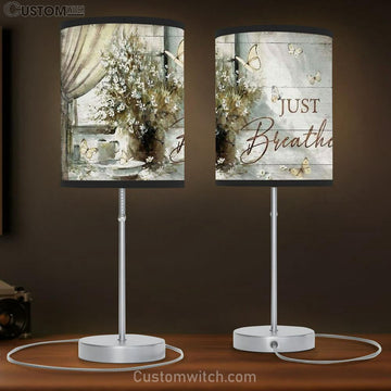 Flower Vase By The Window Vintage Painting Just Breathe Jesus Table Lamp