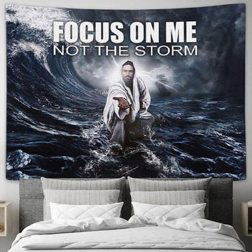 Focus On Me Not The Storm Christian Wall Art - Jesus Reaching Hand Tapestry - Christian Wall Decor