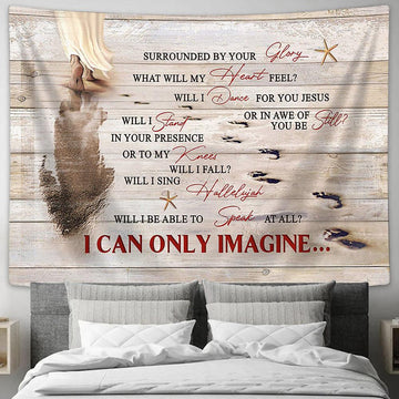 Footprints On The Beach Tapestry - I Can Only Imagine Tapestry Prints - Religious Tapestry Art - Christian Home Decor