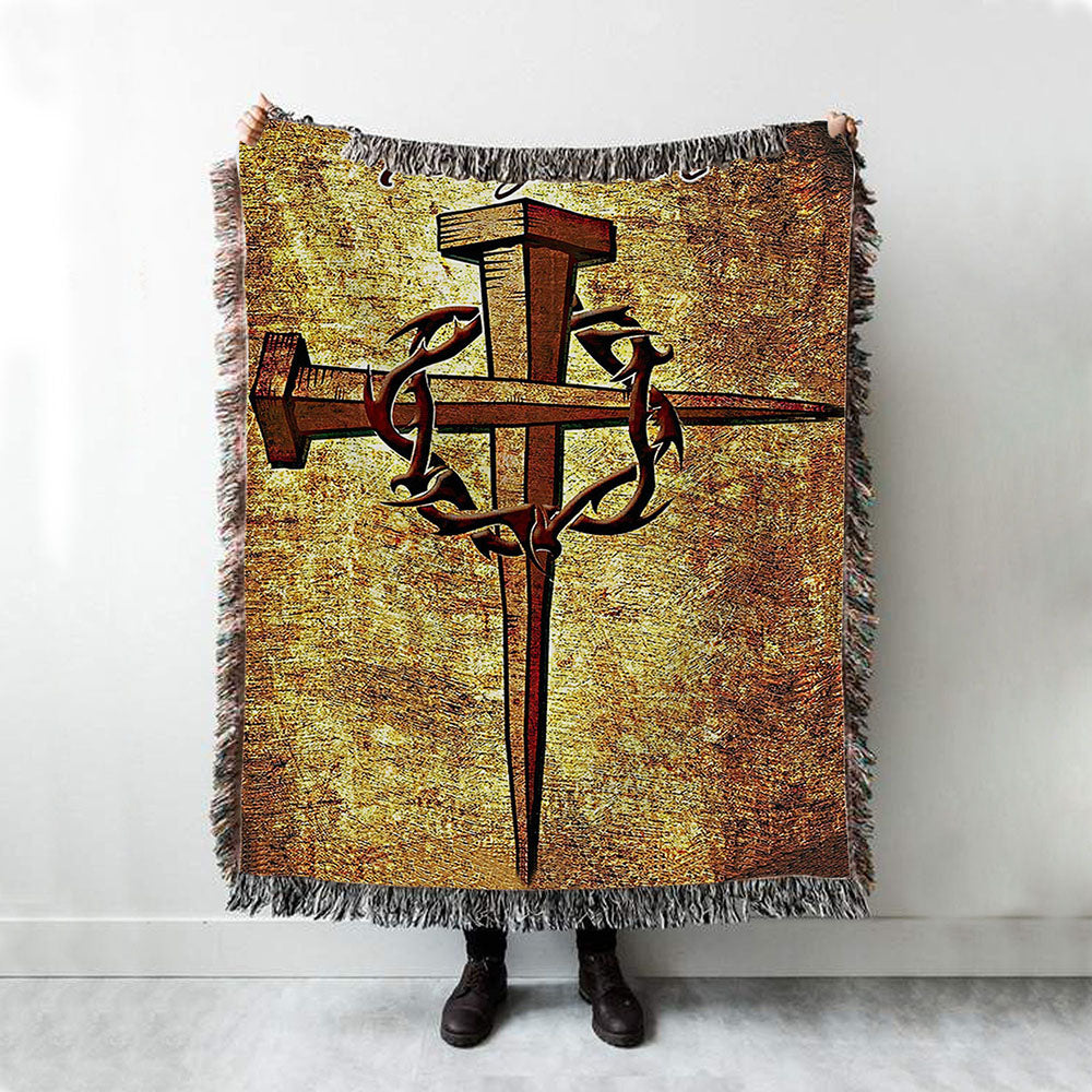 For Given Cross Woven Throw Blanket - Christian Wall Woven Blanket - Religious Woven Blanket Prints