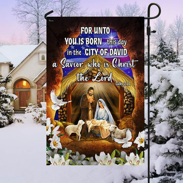 For Unto You Is Born This Day A Savior Who Is Christ The Lord Flag, Christian Christmas House Flag, Christmas Outdoor Decor Ideas