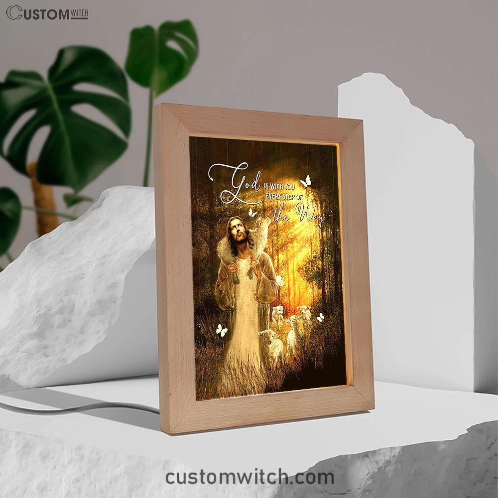 Forest The Life Of Jesus Animal Of God God Is With You Every Step Of The Way Frame Lamp Art - Christian Night Light