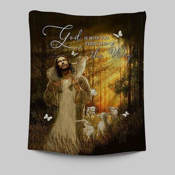 Forest The Life Of Jesus Animal Of God God Is With You Every Step Of The Way Tapestry Wall Art - Christian Tapestries Prints
