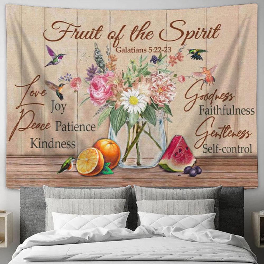 Fruit Of The Spirit Galatians 522-23 Bible Verse Tapestry Wall Art - Christian Wall Decor