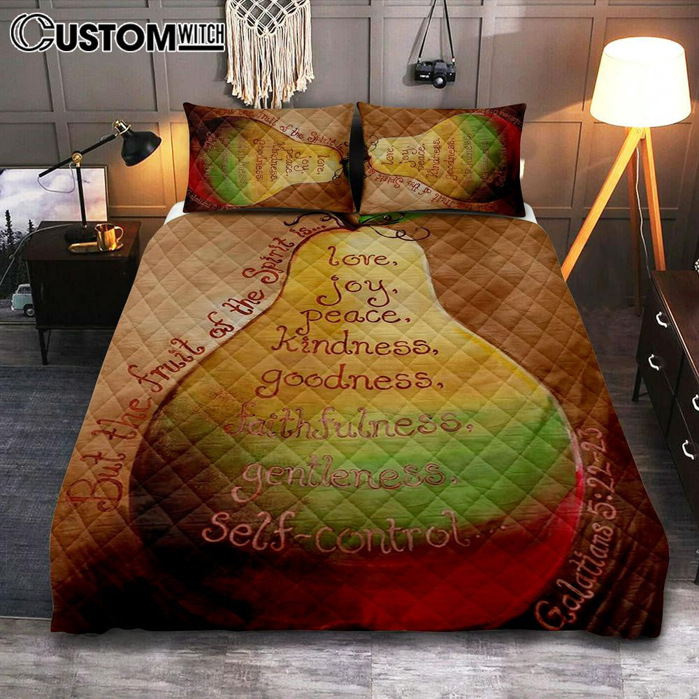 Fruits Of The Spirit On A Pear Galatians 5 22 23 Quilt Bedding Set Bedroom - Christian Quilt Bedding Set Bedroom Decor
