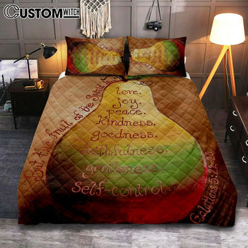 Fruits Of The Spirit On A Pear Galatians 5 22 23 Quilt Bedding Set Bedroom - Christian Quilt Bedding Set Bedroom Decor