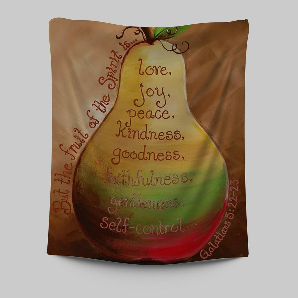 Fruits Of The Spirit On A Pear Galatians 5 22 23 Tapestry Wall Art - Christian Tapestries Wall Art Decor