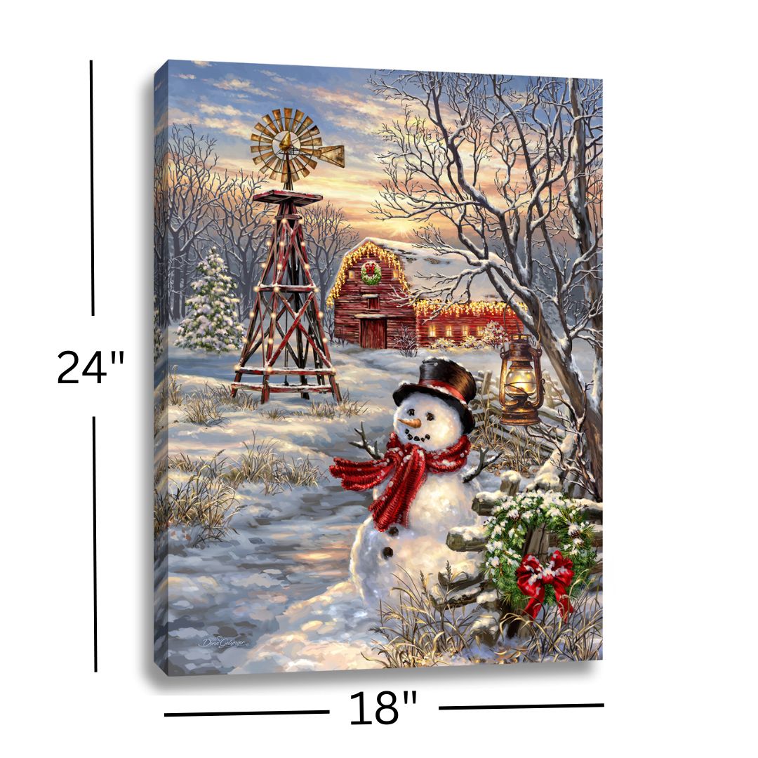 Winter Windmill 18x24 Fully Illuminated LED Wall Art