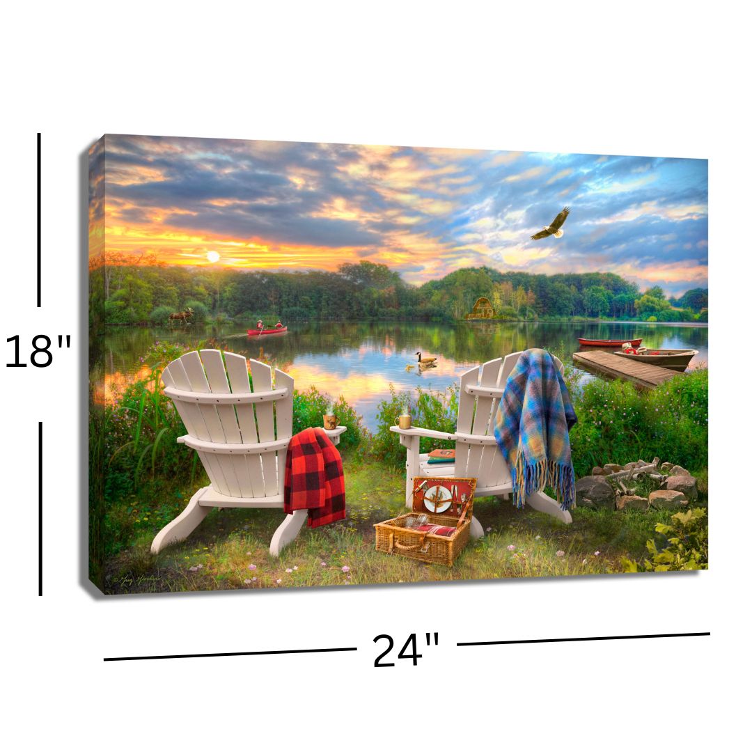 Adirondack Chairs 18x24 Fully Illuminated LED Wall Art