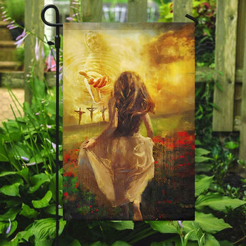Girl And Jeus Flag, Christian&#39;s Flag, Garden Decor, Garden Flag Stand, Christian Flag, Scripture Flag, Garden Banner