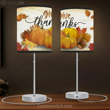 Give Thanks - Pumpkin - Fall Thanksgiving Table Lamp Gift - Christian Bedroom Decor