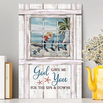 God Gave Me You Beach Turtle Canvas Wall Art - Christian Canvas Prints - Bible Verse Canvas Art