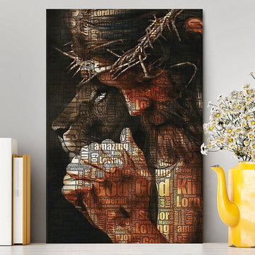 God King Loving Jesus &amp; Lion Canvas Wall Art - Jesus Canvas Pictures - Christian Canvas Wall Art