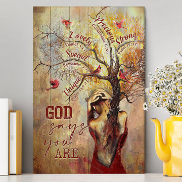 God Say You Are Beautiful Girl Red Cardinal Canvas - Christian Wall Art - Religious Home Decor