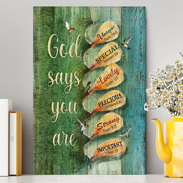 God Say You Are Hummingbirds Cactus Canvas Art - Bible Verse Wall Art - Christian Inspirational Wall Decor