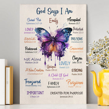 God Says About You Personalized Canvas Wall Art - Christian Canvas Prints - Bible Verse Gift For Women Of God