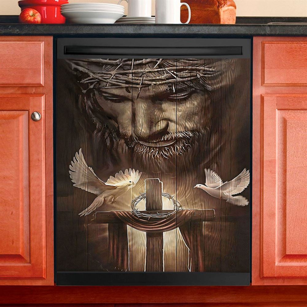 God And Doves Dishwasher Cover, Christian Dishwasher Stickers, Religious Kitchen Decor