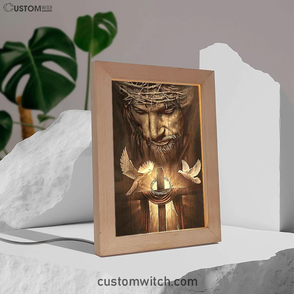 God And Doves Frame Lamp Art - Christian Frame Lamp - Religious Gifts Night Light