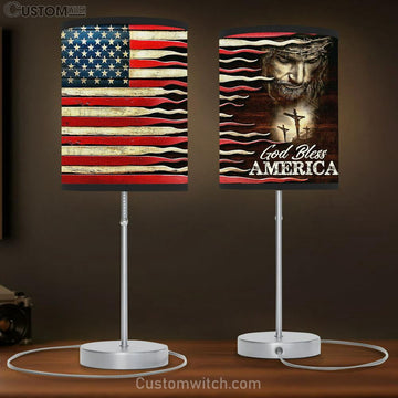 God Bles America Table Lamp Gift - Christian Wall Table Lamp - Scripture Table Lamp Prints