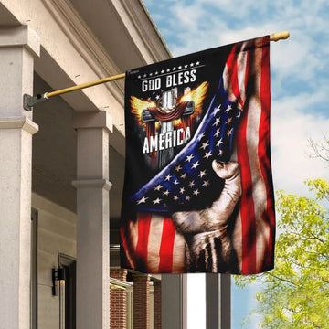 God Bless America. Christian Cross House Flags, Christian Flag, Scripture Flag, Garden Banner