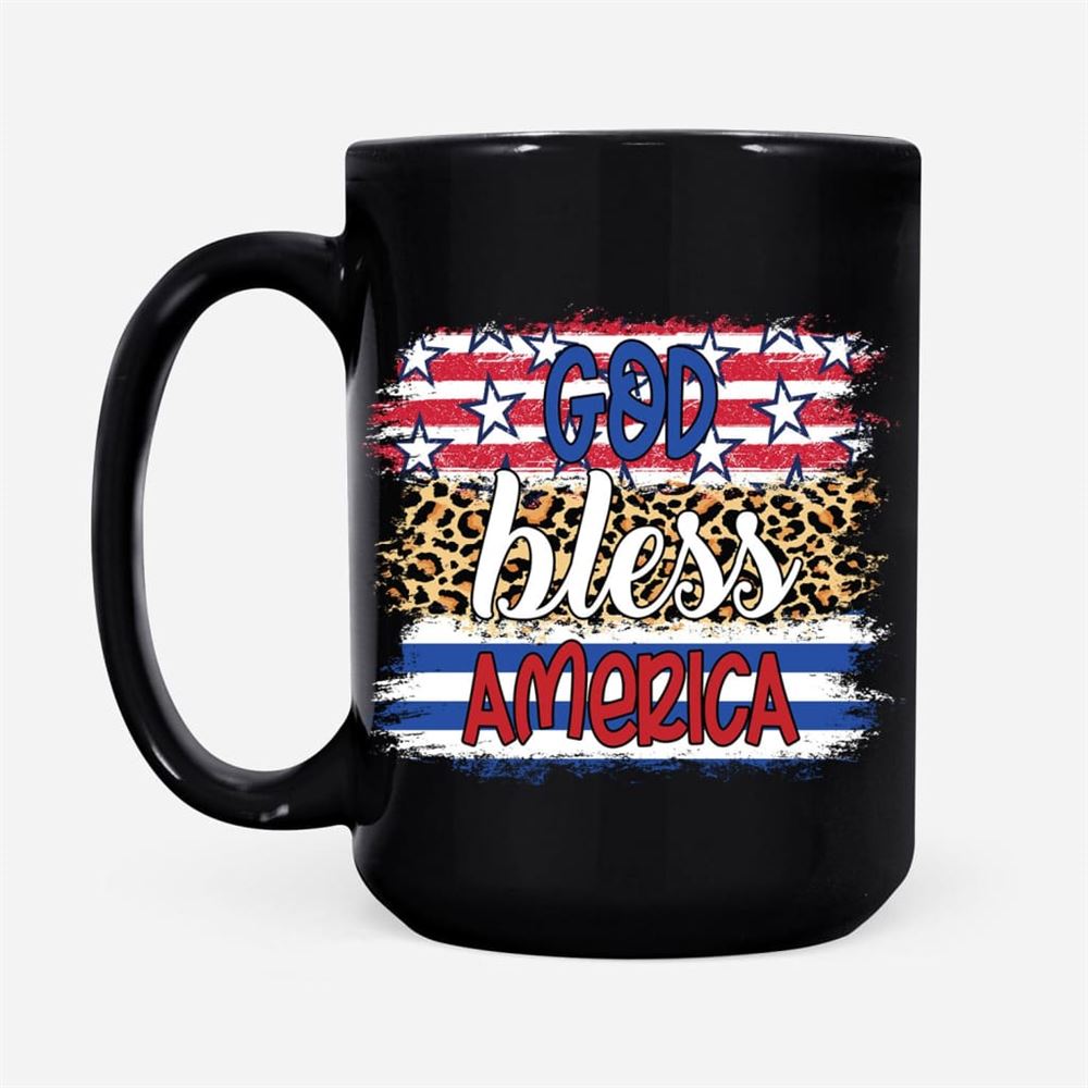 God Bless America Leopard Coffee Mug, Christian Mug, Bible Mug, Faith Gift, Encouragement Gift