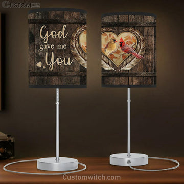 God Gave Me You Sweet Heart Cardinal Large Table Lamp Art - Christian Bedroom Decor - Religious Wall Decor