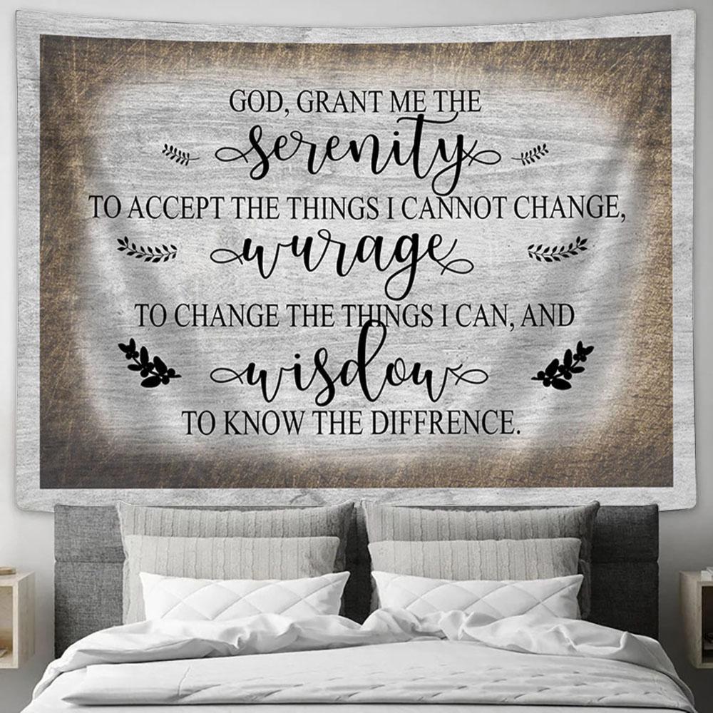 God Grant Me The Serenity Tapestry Wall Art - Christian Wall Tapestry - Scripture Tapestry Prints