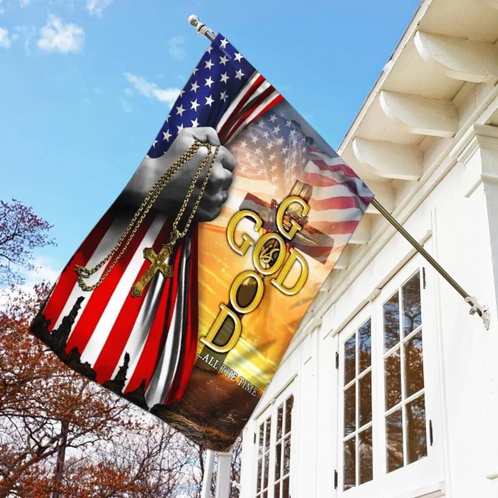 God Is Good All The Time Christian Cross American Flag, Outdoor Christian House Flag, Christian Flag, Scripture Flag, Garden Banner