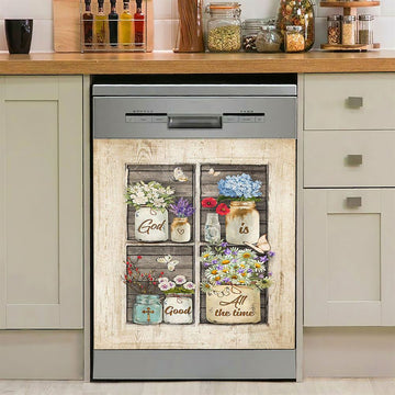 God Is Good All The Time Flower Pretty Butterfly Dishwasher Cover, Bible Verse Dishwasher Stickers, Christian Inspirational Kitchen Decor