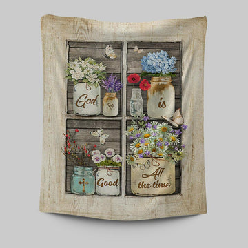 God Is Good All The Time Flower Pretty Butterfly Tapestry Art - Bible Verse Wall Art - Christian Inspirational Wall Decor
