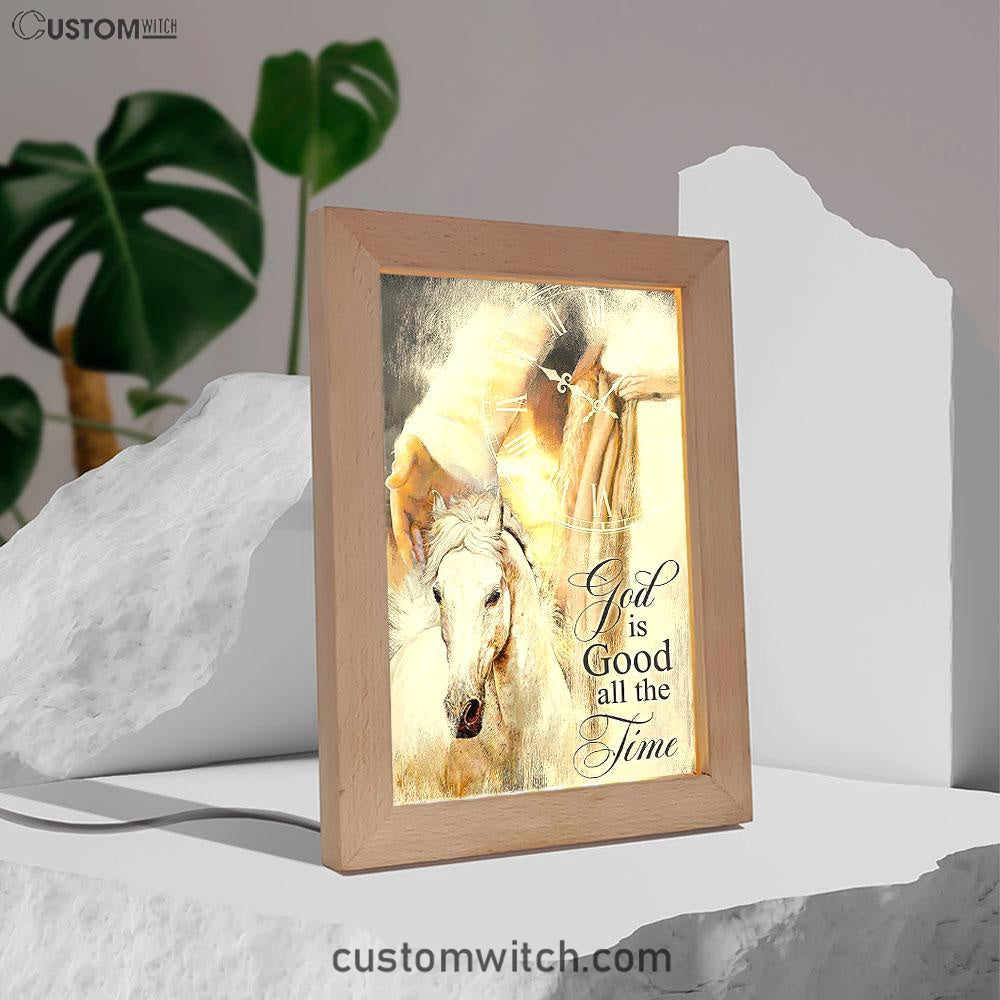 God Is Good All The Time Frame Lamp - Beautiful Horse Jesus Hand Frame Lamp Art - Christian Art - Bible Verse Art - Religious Home Decor