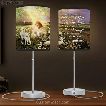 God Is My Hope Table Lamp - Jesus White Lamp Dandelion Field Table Lamp Prints - Religious Table Lamp Art - Christian Home Decor