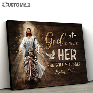 God Is With Her Canvas - Jesus And Warrior Dove Canvas Prints - Religious Canvas Art - Christian Home Decor
