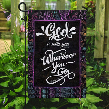 God Is With You Wherever You Go Flag, Christian&#39;s Flag, Garden Flag, Welcome Flag, Christian Flag, Scripture Flag, Garden Banner