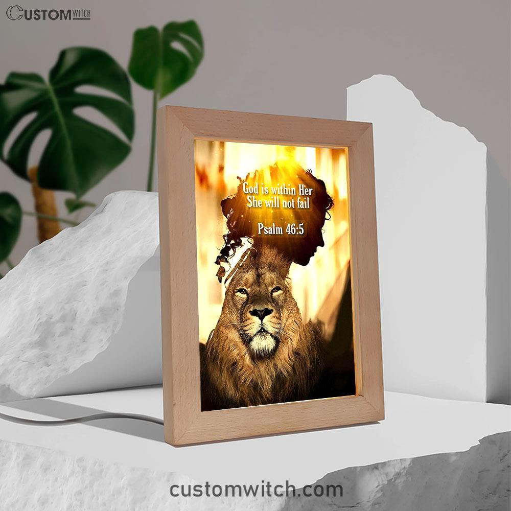God Is Within Her She Will Not Fail Lion Frame Lamp Prints - Lion Frame Lamp Art - Christian Inspirational Frame Lamp