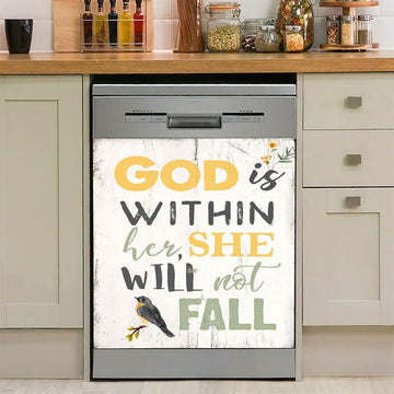 God Is Within Her She Will Not Fall Psalm 46 Dishwasher Cover, Christian Dishwasher Stickers