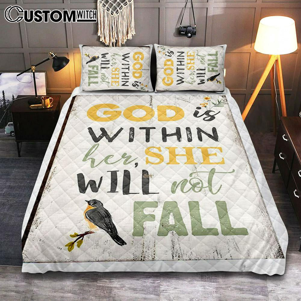 God Is Within Her She Will Not Fall Quilt Bedding Set Bedroom