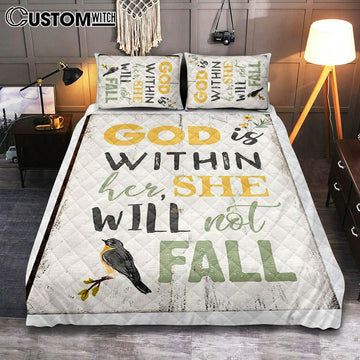 God Is Within Her She Will Not Fall Quilt Bedding Set Bedroom