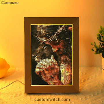 God King Loving Jesus &amp; Lion Frame Lamp Art - Jesus Frame Lamp Pictures - Christian Night Light