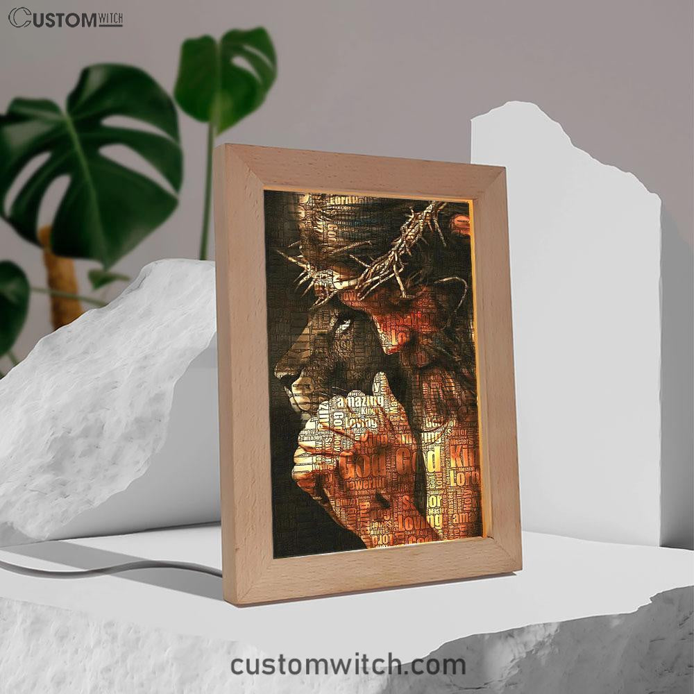 God King Loving Jesus &amp; Lion Frame Lamp Art - Jesus Frame Lamp Pictures - Christian Night Light