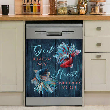 God Knew My Heart Needed You Fish Dishwasher Cover, Bible Verse Dishwasher Stickers, Inspirational Kitchen Decor