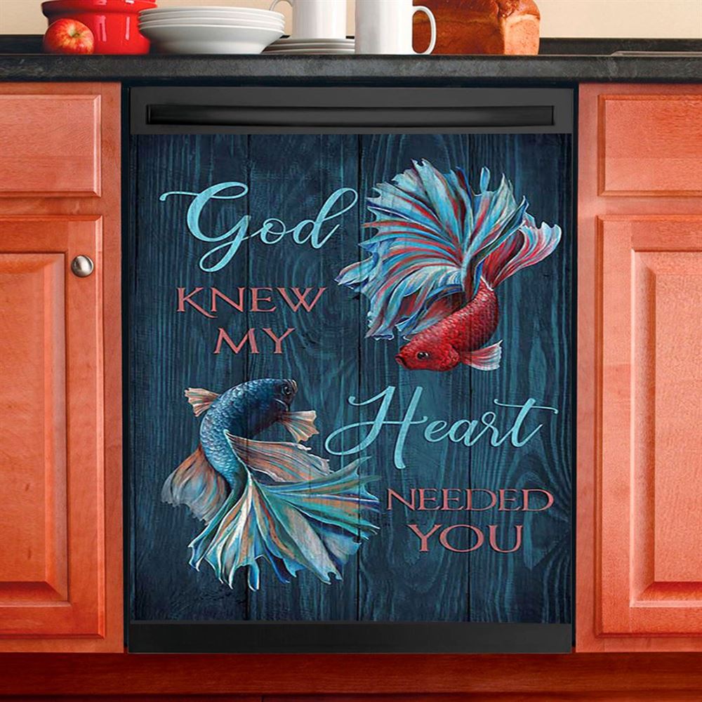 God Knew My Heart Needed You Fish Dishwasher Cover, Bible Verse Dishwasher Stickers, Inspirational Kitchen Decor