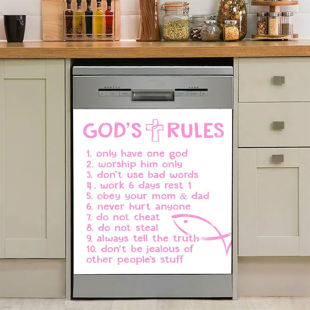 God, Lion And Lamb Dishwasher Cover, Christian Dishwasher Stickers, Religious Kitchen Decor