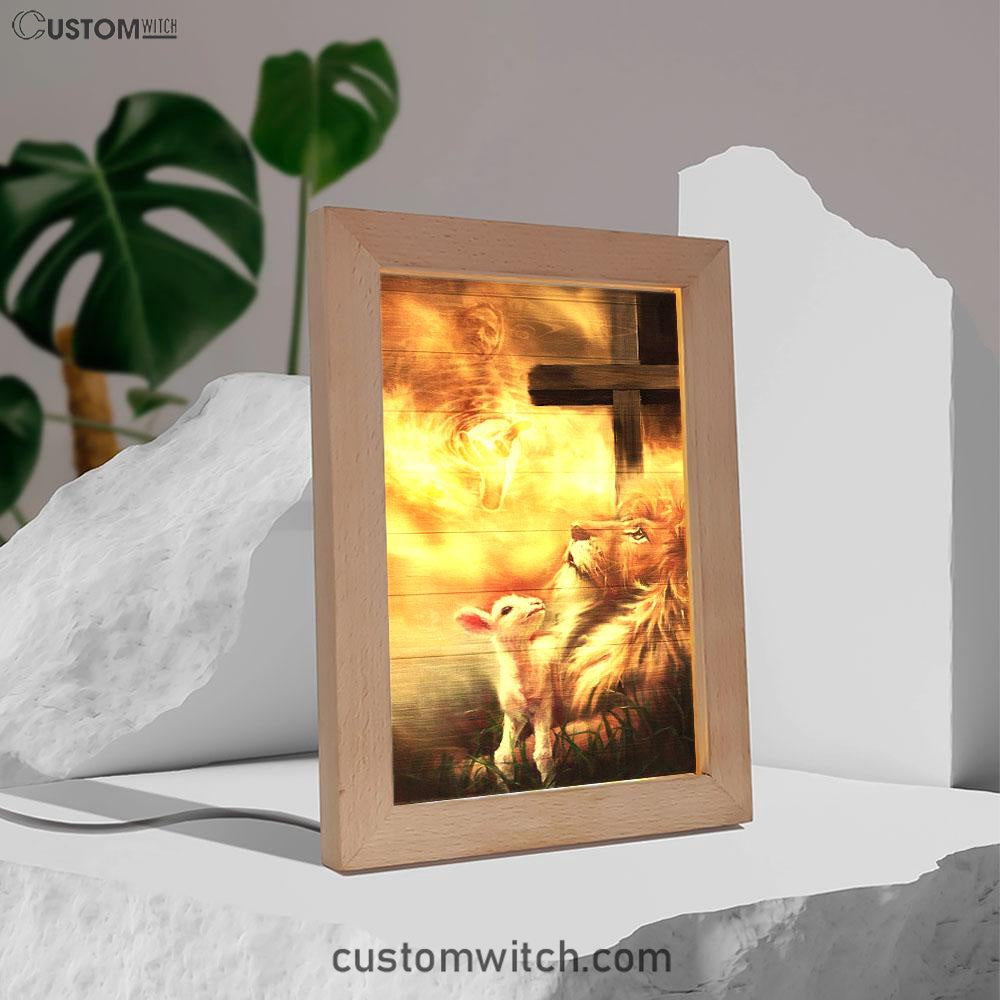 God, Lion And Lamb Frame Lamp Art - Christian Frame Lamp - Religious Gifts Night Light