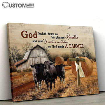 God Looked Down On His Planned Paradise Black Cow Wall Art Canvas - Christian Wall Art - Religious Art