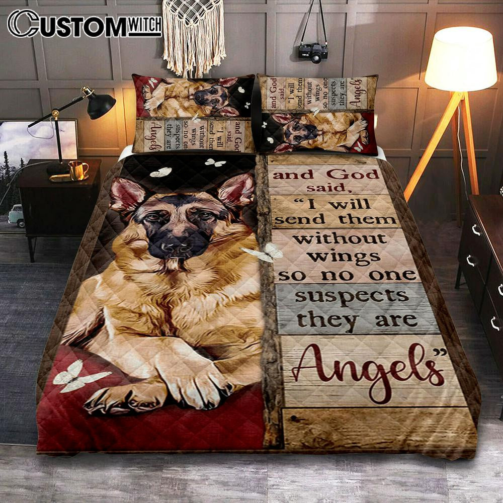 God Said I Will Send Them Without Wings So No One Suspects They Are Angels Quilt Bedding Set Bedroom - Christian Bedroom Decor - Religious Quilt Bedding Set Prints