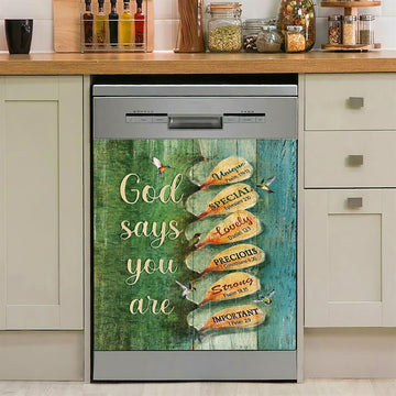 God Say You Are Hummingbirds Cactus Dishwasher Cover, Bible Verse Dishwasher Stickers, Christian Inspirational Kitchen Decor